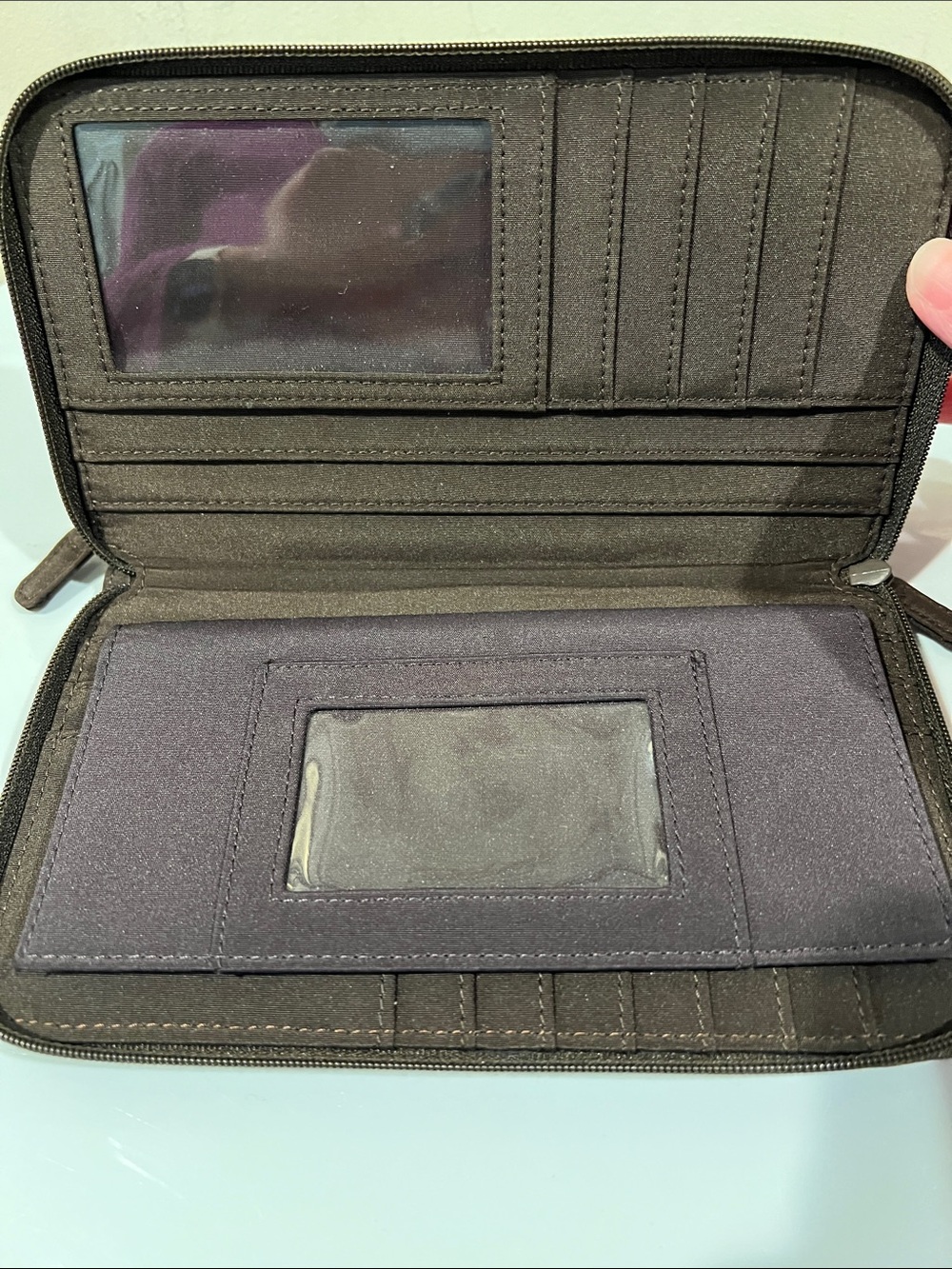 Lauren Ralph Lauren Brown Nylon Zip-Around Continental Long Wallet & Checkbook - Picture 10 of 14